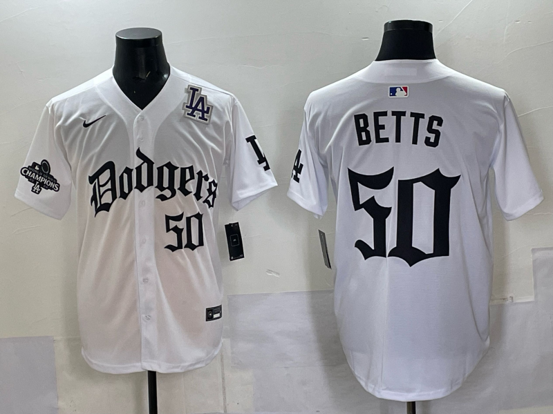 Men Los Angeles Dodgers #50 Betts white Nike 2025 MLB jersey 009->los angeles dodgers->MLB Jersey